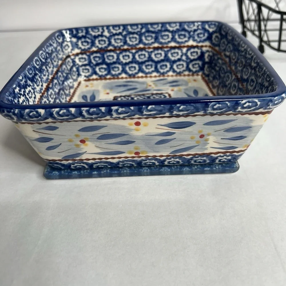Temptations by Tara Old World Blue‎ Casserole Dish Cooling Rack Trivet Lid 1.5Qt